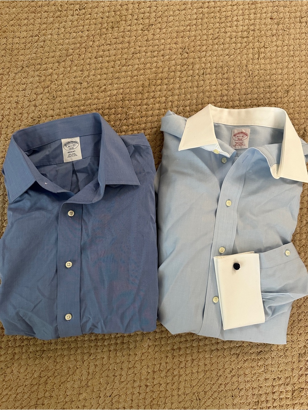 Brooks Brothers Dress Shirts - Mid Blue & Light Blue with White Contrast